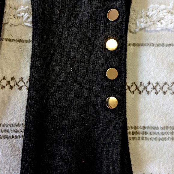 Zara Black Turtleneck with Gold Button Detail on Sleeve - Size M - Picture 4 of 4